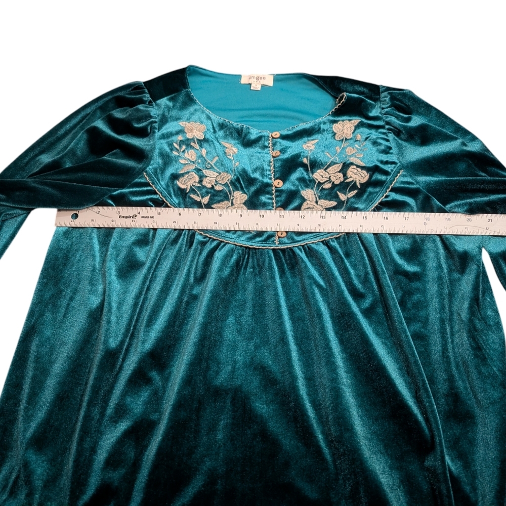 Umgee Emerald Green Velvet Peasant Boho Long Sleeve Blouse Women's Size Small - Picture 7 of 8